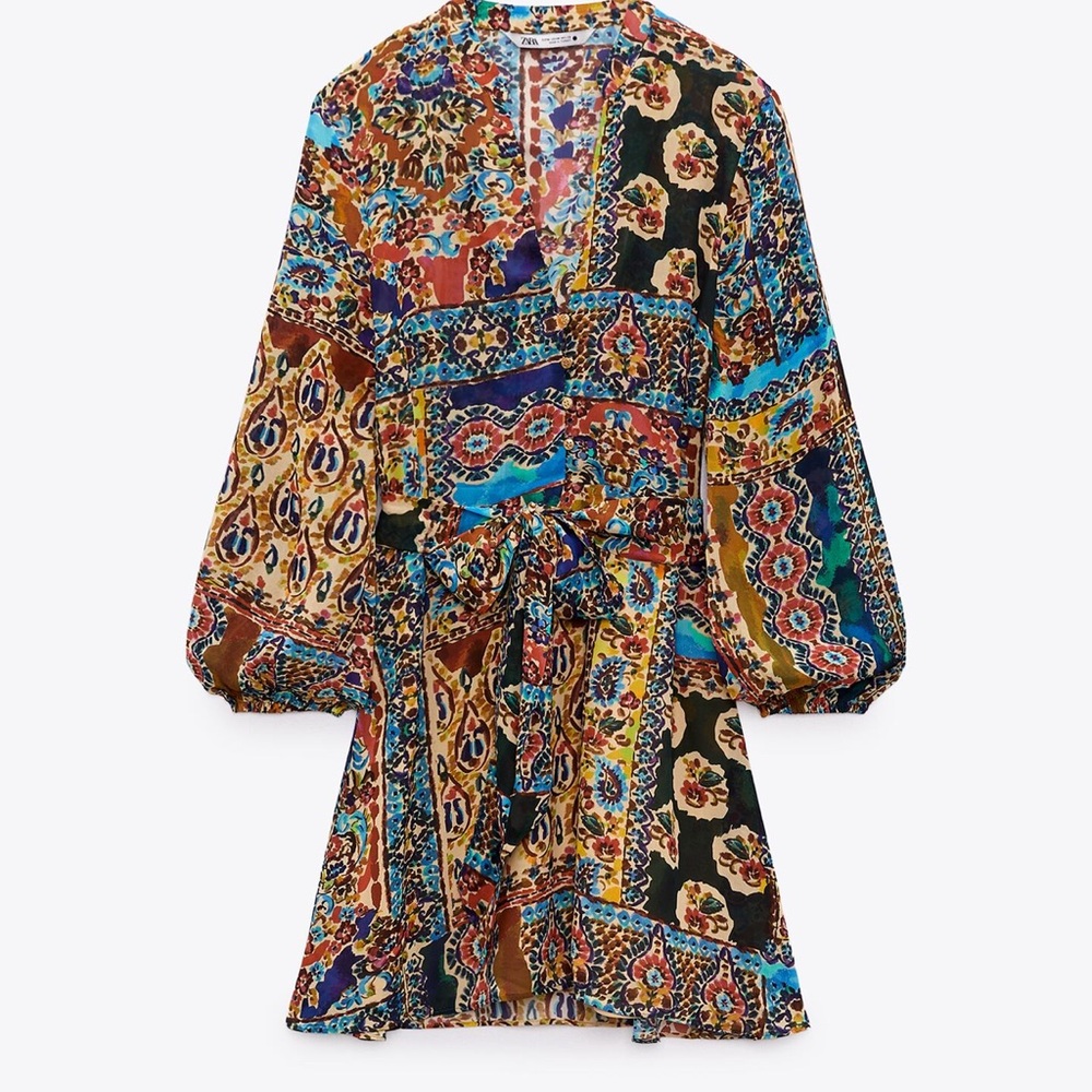 Zara Belted Mini Dress - Multicolored